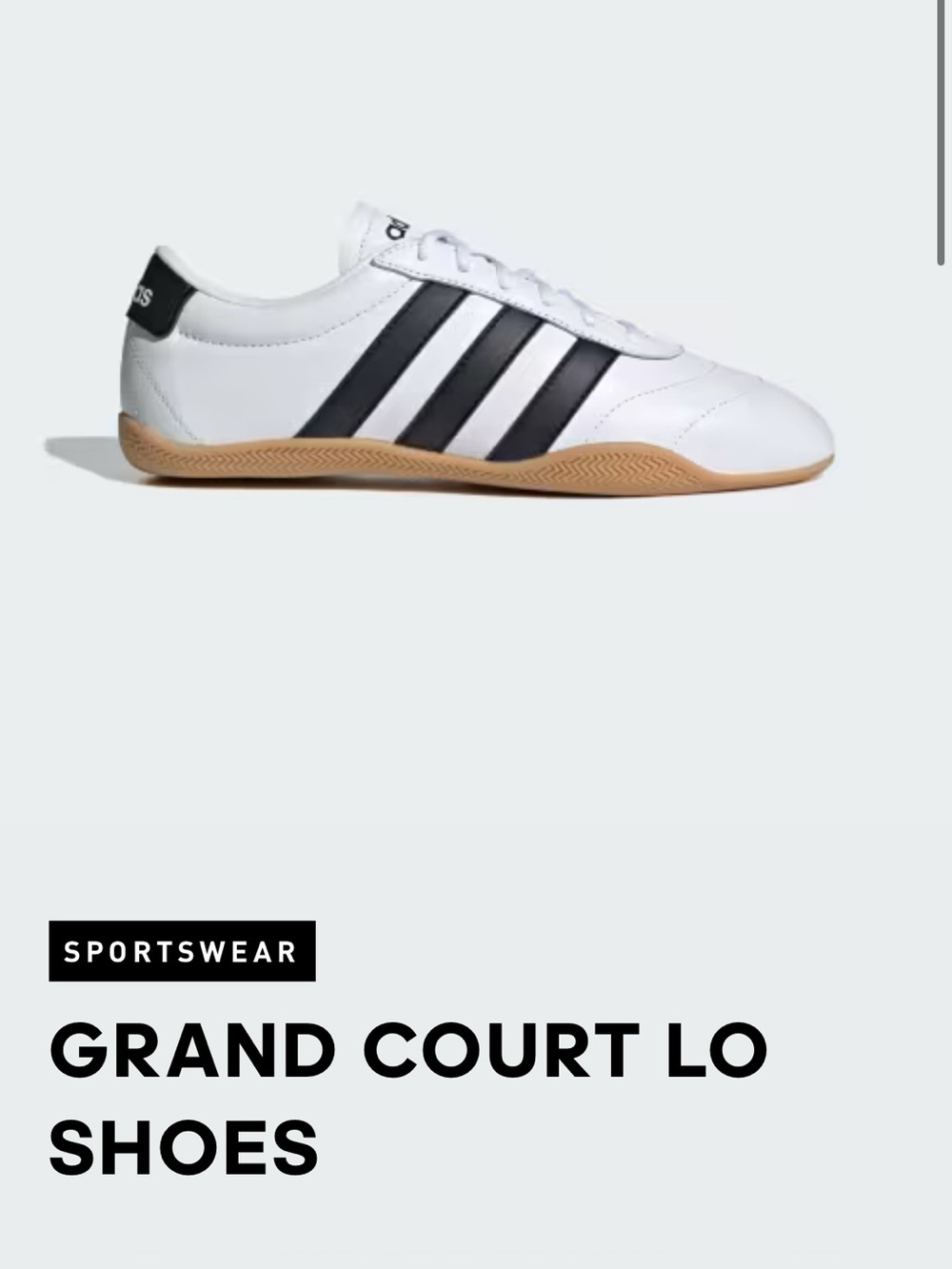 adidas Grand Court Lo Women's White Sneakers with Black Stripes
